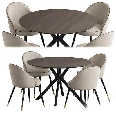 现代圆形餐桌椅组合